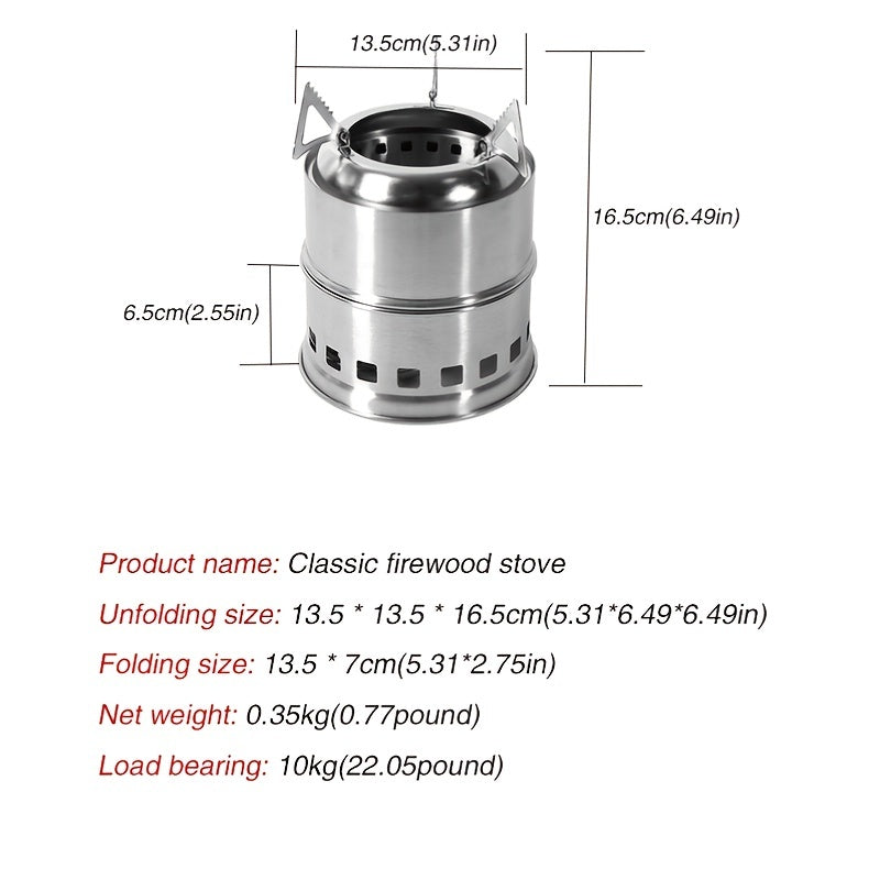 Portable Outdoor Camping Stove: Mini, Stainless Steel, Wood Burning - Perfect for Your Next Adventure!