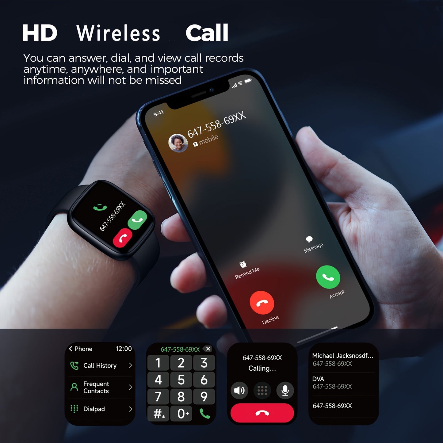 100+ Sports Smart Watches For Men Women, 1.83" HD Full Screen Touch Watch With Wireless Call, Pedometer, Fitness Tracker, Calculator, Music Control, Alexa Voice, Rechargeable Lithium Battery, USB Charging, Multi-language Supp