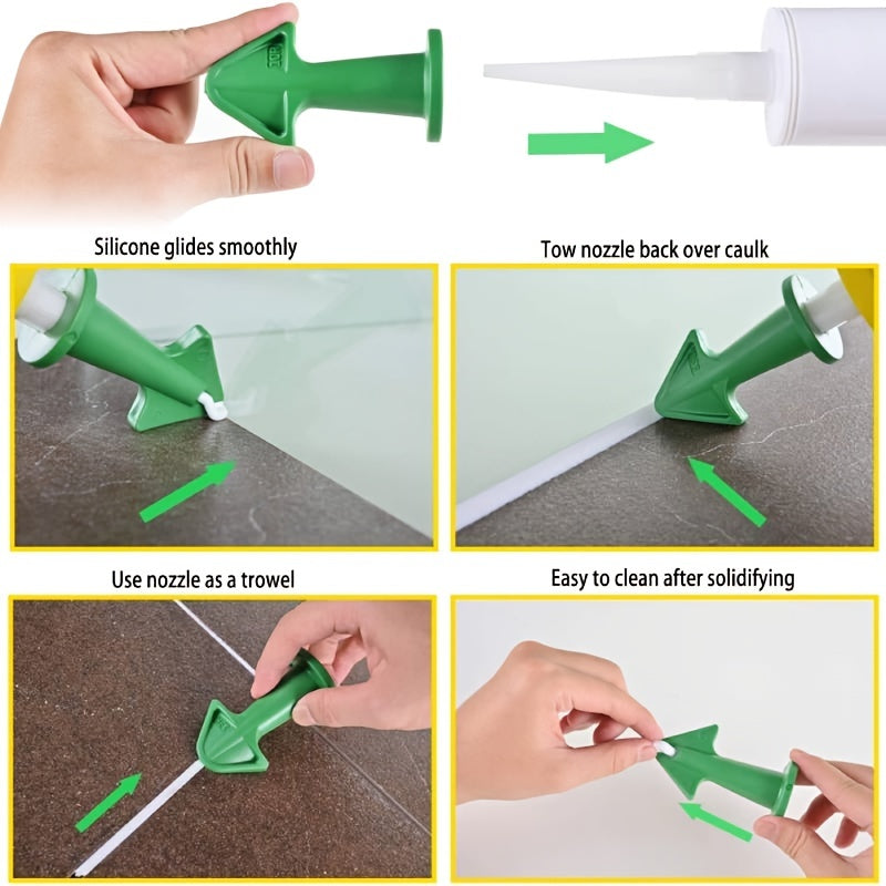 3/6pcs Premium Silicone Caulk Nozzle Applicator Kit - Easy-to-Use Scraper Tool for Floor Cleaning, Tile, Brick Joint, and Dirt Removal - Durable Epoxy Piston Accessory for Sealant and Grout Applications