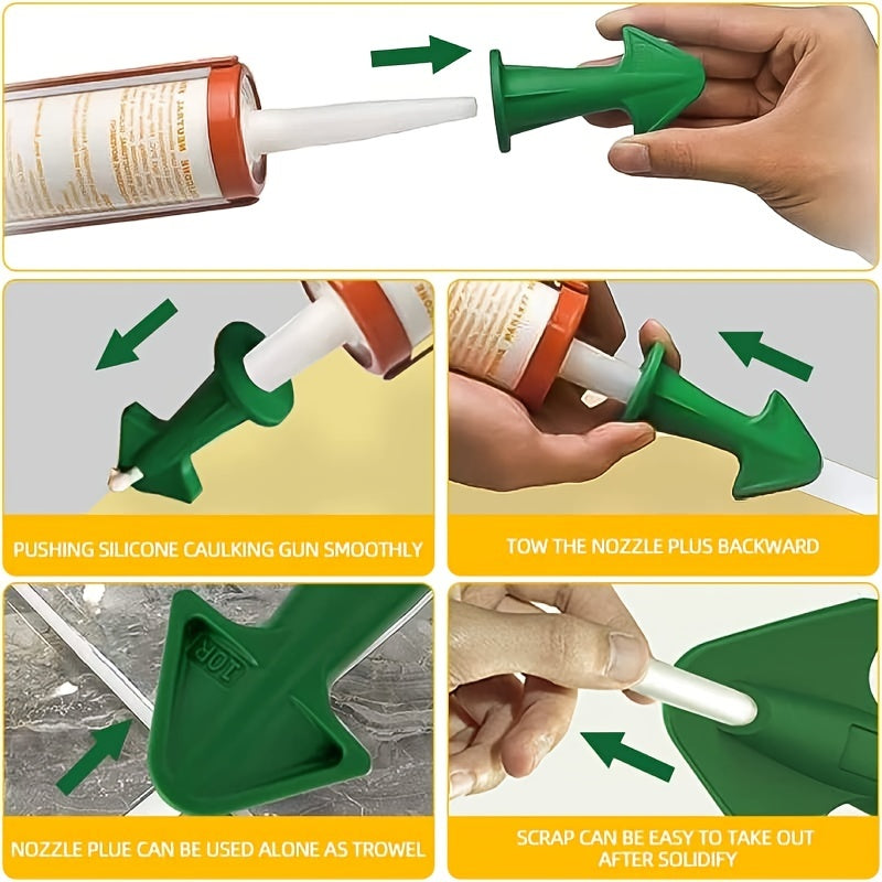 3/6pcs Premium Silicone Caulk Nozzle Applicator Kit - Easy-to-Use Scraper Tool for Floor Cleaning, Tile, Brick Joint, and Dirt Removal - Durable Epoxy Piston Accessory for Sealant and Grout Applications