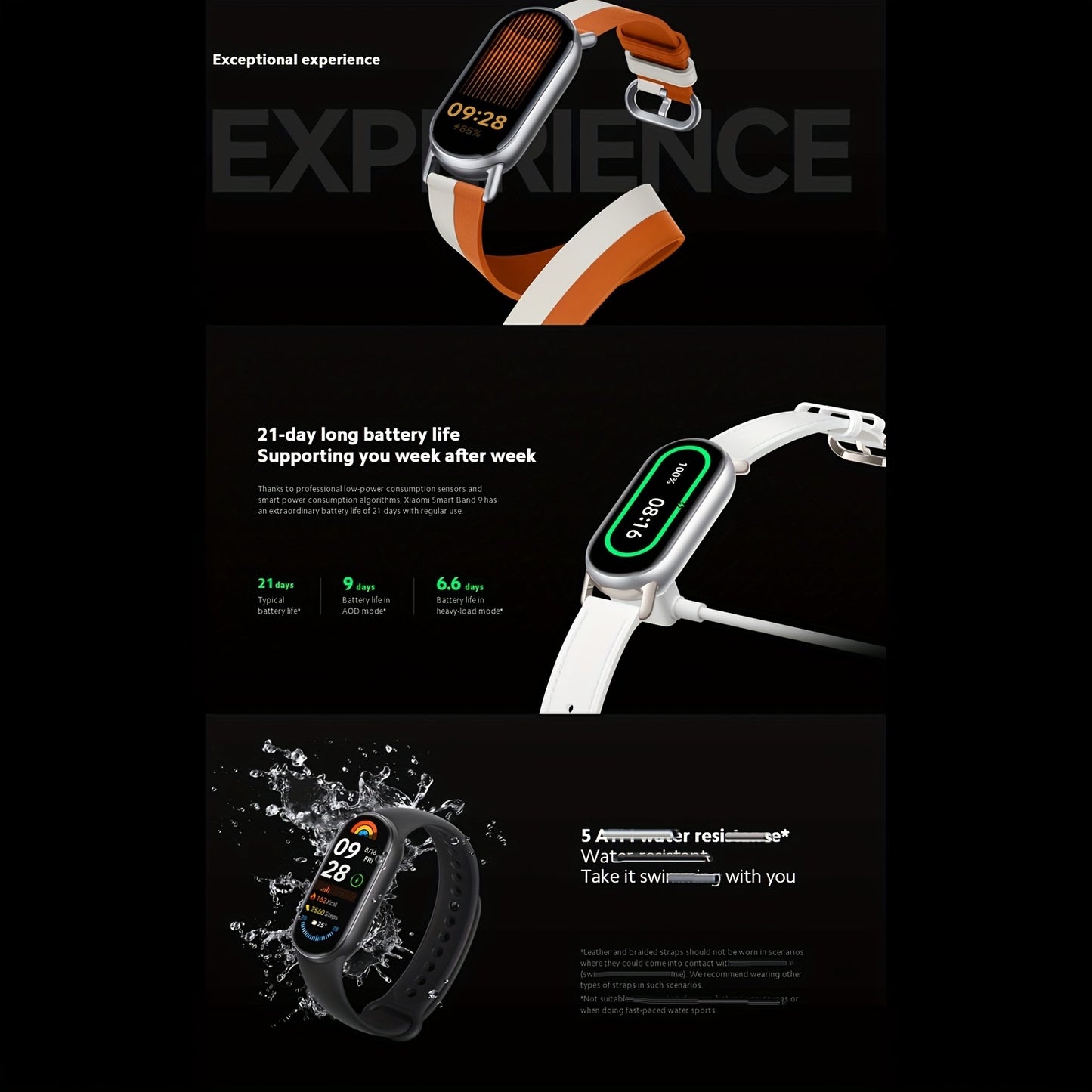 Xiaomi Smart Band 9 1.62inch AMOLED Display, Fitness Tracker, 233 MAh Battery, Up To 21 Days Of Battery Life, BT Wireless 5.4, 150+ SPorts Modes, All-Day Health And Fitness Monitoring, Smart Watch Fashion Watches For Men & Wo