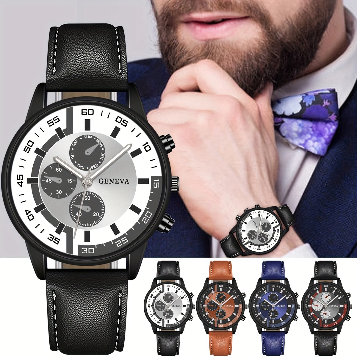 Men's Watch Business Man Wristwatch Leather Watches for Men Quartz Watches Fashion Men Clock Valentine's Day Festival Gift
