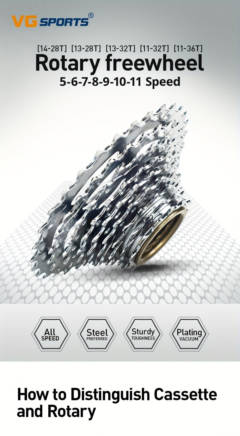 High-Performance Bicycle Freewheel with Smooth Shifting - Compatible with Rotating Bisiklet Hub - Choose from 5 to 11 Speeds and 14-36T Gear Range