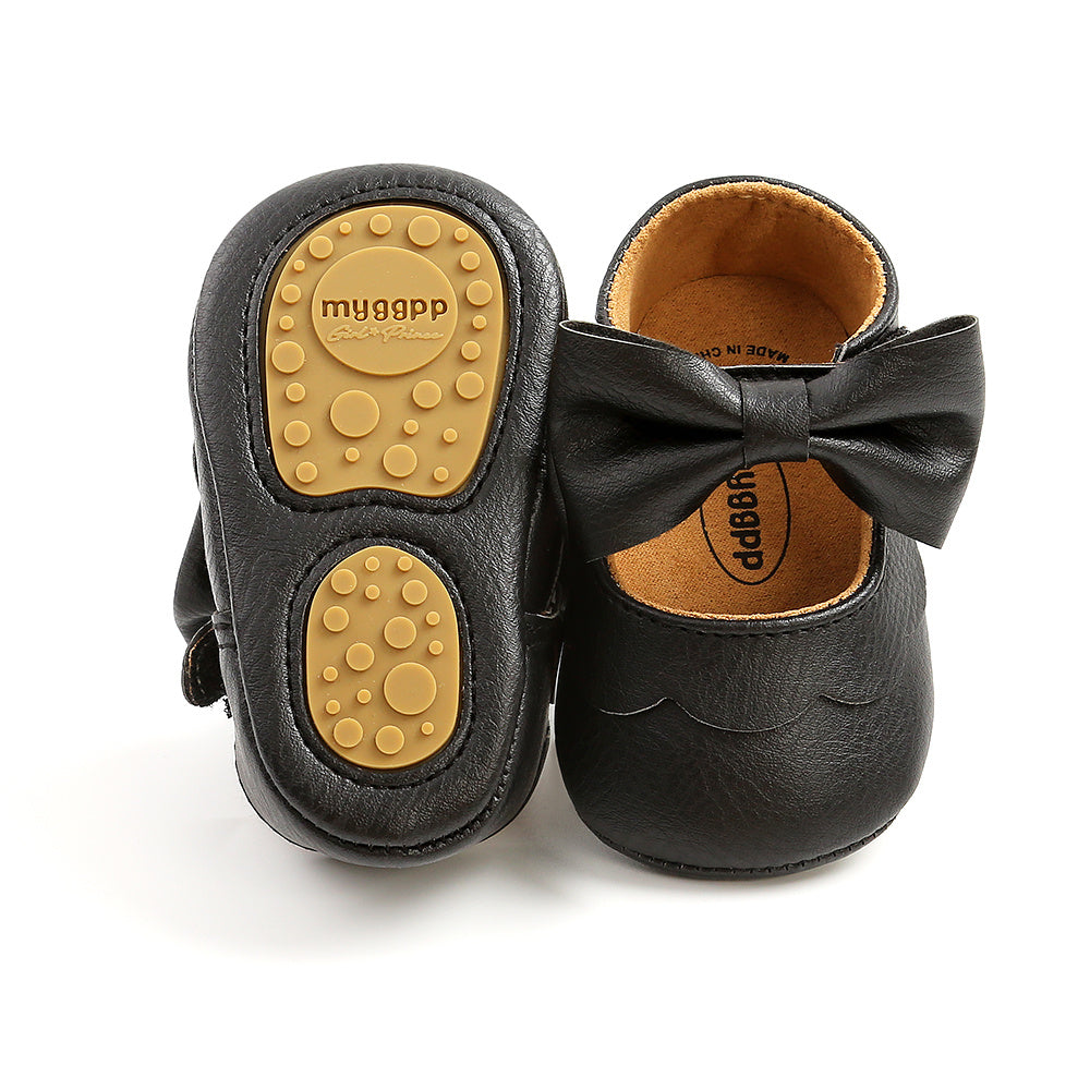 Baby Girls Mary Jane Flats With Bowknot Non Slip Soft Sole Newborn Infant Toddler First Walker Crib Dress Shoes