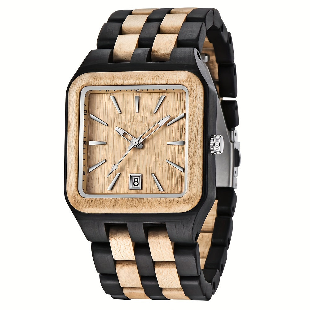 Wood Watch Rectangle Dial Wooden Watches for Men Quartz Movement Mens Watches