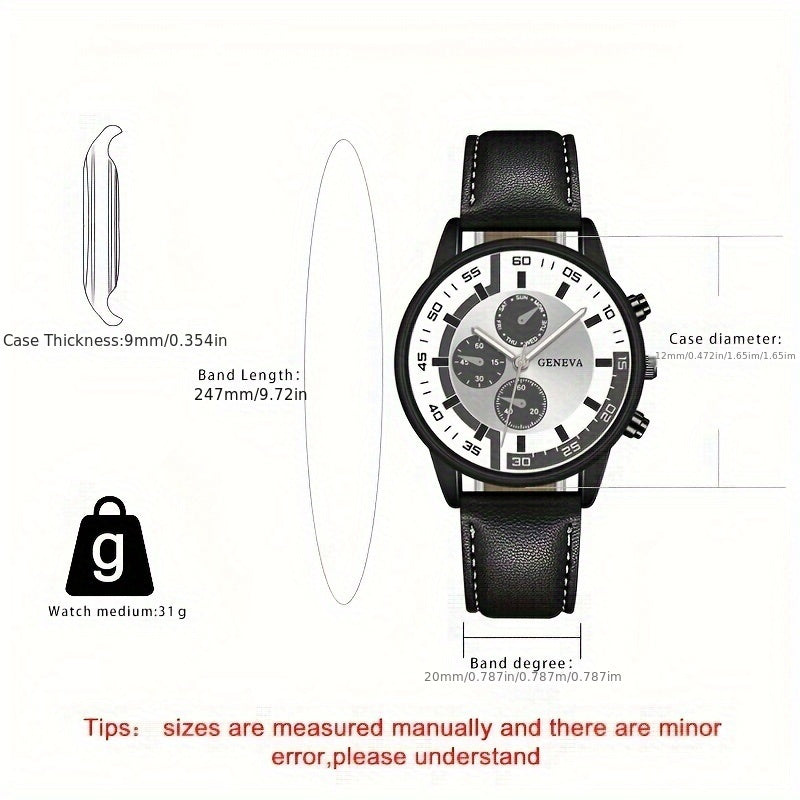 Men's Watch Business Man Wristwatch Leather Watches for Men Quartz Watches Fashion Men Clock Valentine's Day Festival Gift