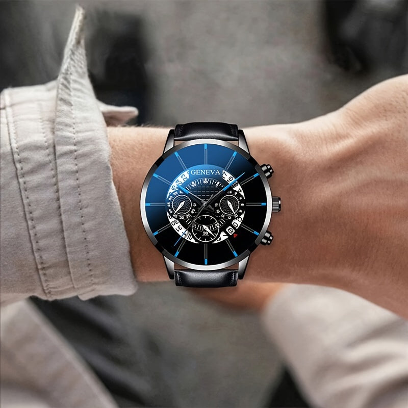 3pcs/set, Stylish Men's Watch, Glasses and Perfume Gift Box Set - Trendy Accessories for Him - Perfect Present for Father, Boyfriend or Husband