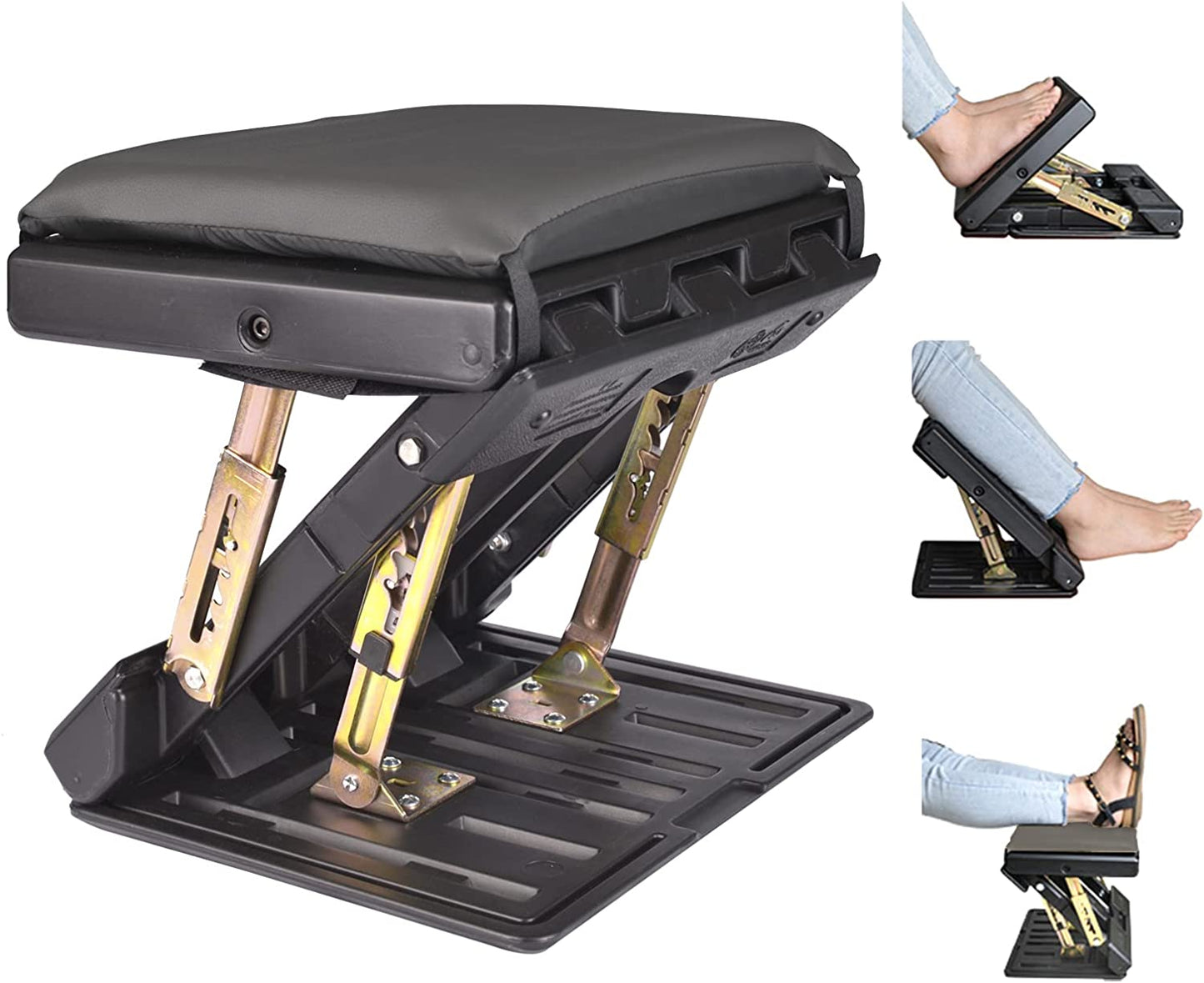 Ergonomic Adjustable Footrest - Height Customizable, Tilt Function, Breathable Mesh, Sturdy Construction, Perfect for Office, Home, and Gaming Use