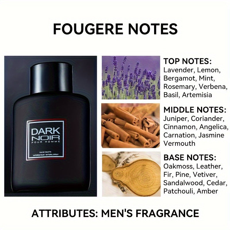 100ml Long-Lasting Fougere Notes Eau De Toilette Spray for Men, Refreshing Perfume for Dating & Daily Life, Perfect Gift for Him on Father's Day