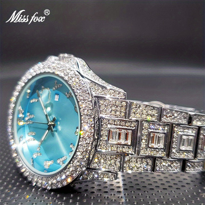 MISSFOX Fashion Faux Diamond Watches, Arabic Number Waterproof Quartz Watches For Men And Women