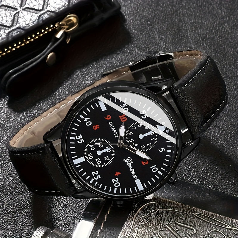 Men'S Luxury Fashion Business Watch, Perfume & Fashion Glasses Gift Set - Quartz Movement With Pu Leather Strap Mens Jewelry Luxury Designer Items