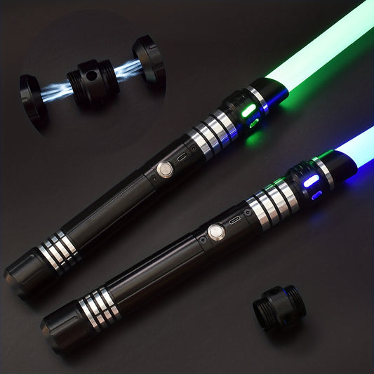 Rechargeable Light Sword, Upgraded Version 7 Colors Metal Handle, 1800mAh 18650 Series Lithium Battery, Aluminum Alloy Material, 2-in-1 with 3 Sound Effects, Light Grey, Black, Golden, Silvery Grey, USB Charging, ≤36V Opera