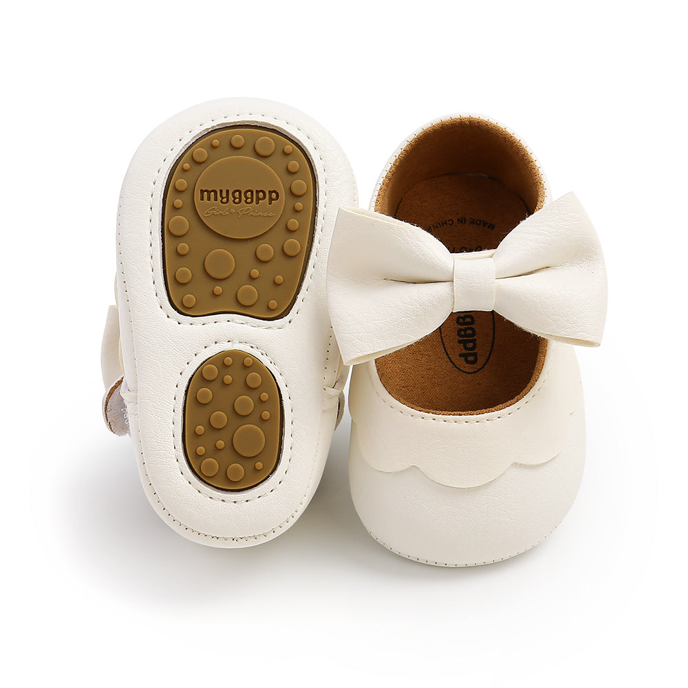 Baby Girls Mary Jane Flats With Bowknot Non Slip Soft Sole Newborn Infant Toddler First Walker Crib Dress Shoes