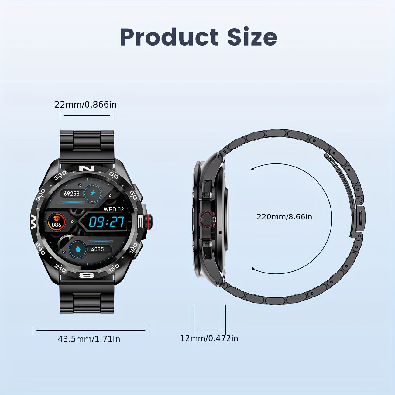 LIGE Smart Watches for Men with Wireless Call 1.32" Full Touch Screen Activity 100+ Sports Modes/ Music&Camera Control/ Weather Forecast Stainless Steel Smartwatch Compatible for Android Phones and iPhone