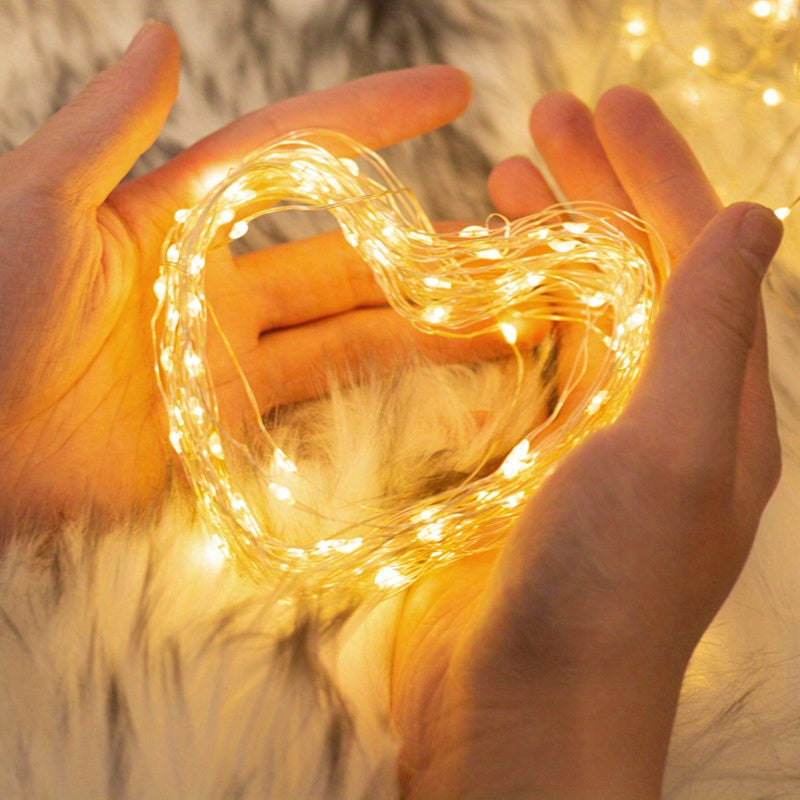 1pc Creative Fairy String Lights - 1m10/2m20/3m30/5m50/10m100LED, Multi-Scene Decorations for Bedroom, Party, Wedding, Outdoor Camping, Hiking, Christmas, Halloween, Gifts for Mom, Mother's Day, Ramadan, Valentine's Day
