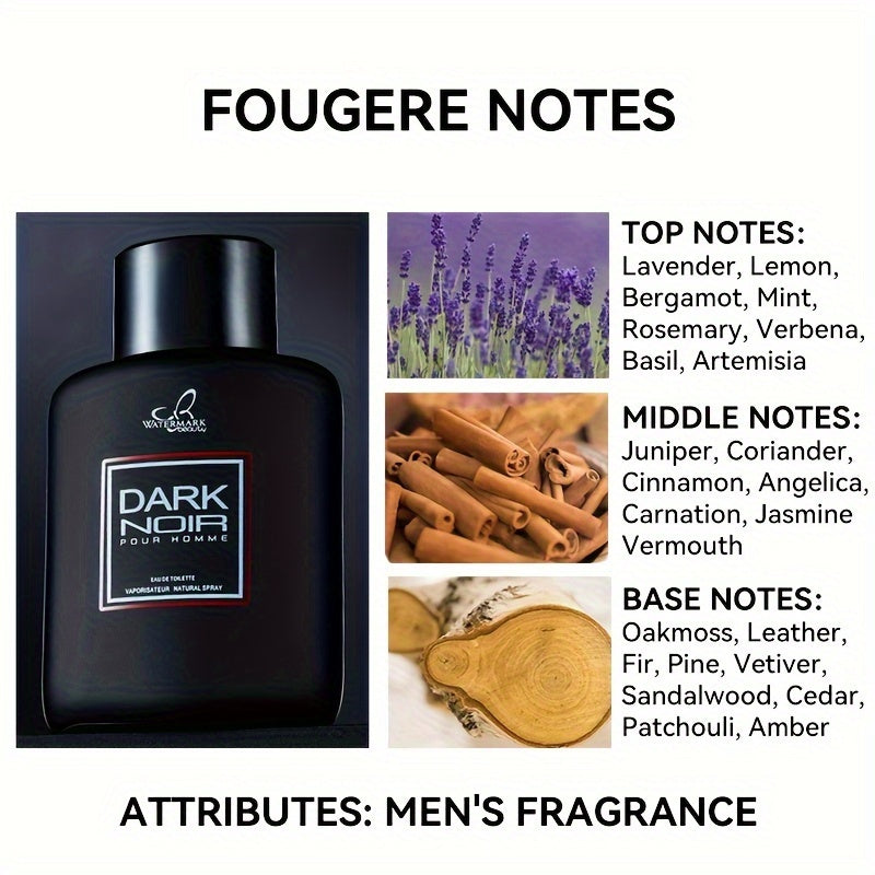 100ml Long-Lasting Fougere Notes Eau De Toilette Spray for Men, Refreshing Perfume for Dating & Daily Life, Perfect Gift for Him on Father's Day