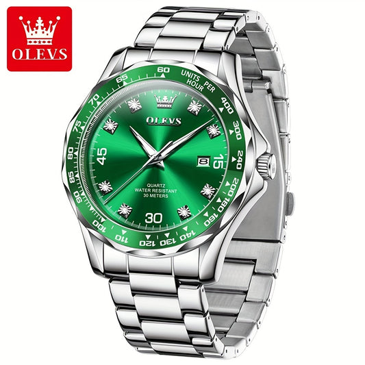 OLEVS Watches for Men Elegant Dress Diamond Analog Quartz Watch Two Tone Stainless Steel Waterproof Luminous Mens Watch Reloj para Hombre
