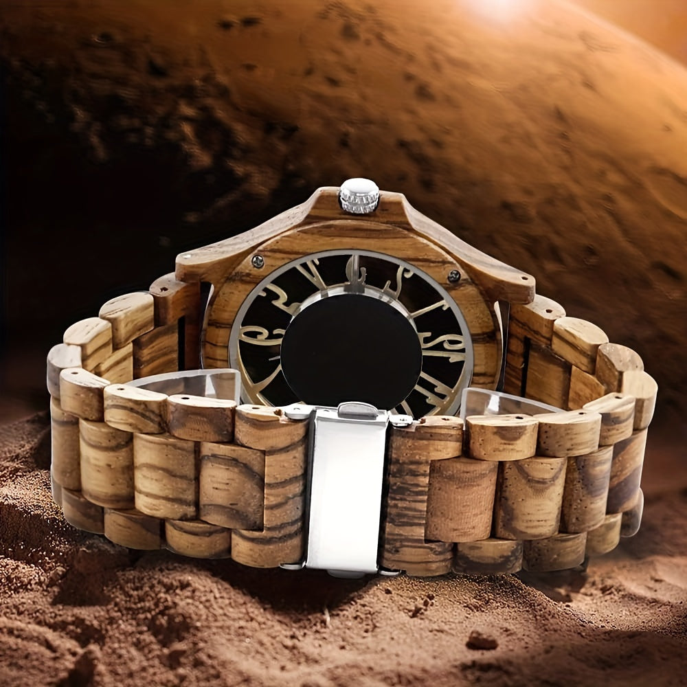 Classic Wooden Watches for Men Creative Hollow Out Dial Wooden Mens Watches Analog Quartz Men's Wood Watch