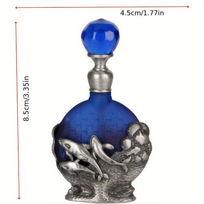 Unique Glass Empty Perfume Bottles - Dolphin and Red Cardinal Bird Designs, Valentines Day Gift Ideas, Collectible Decorative Containers with Lid