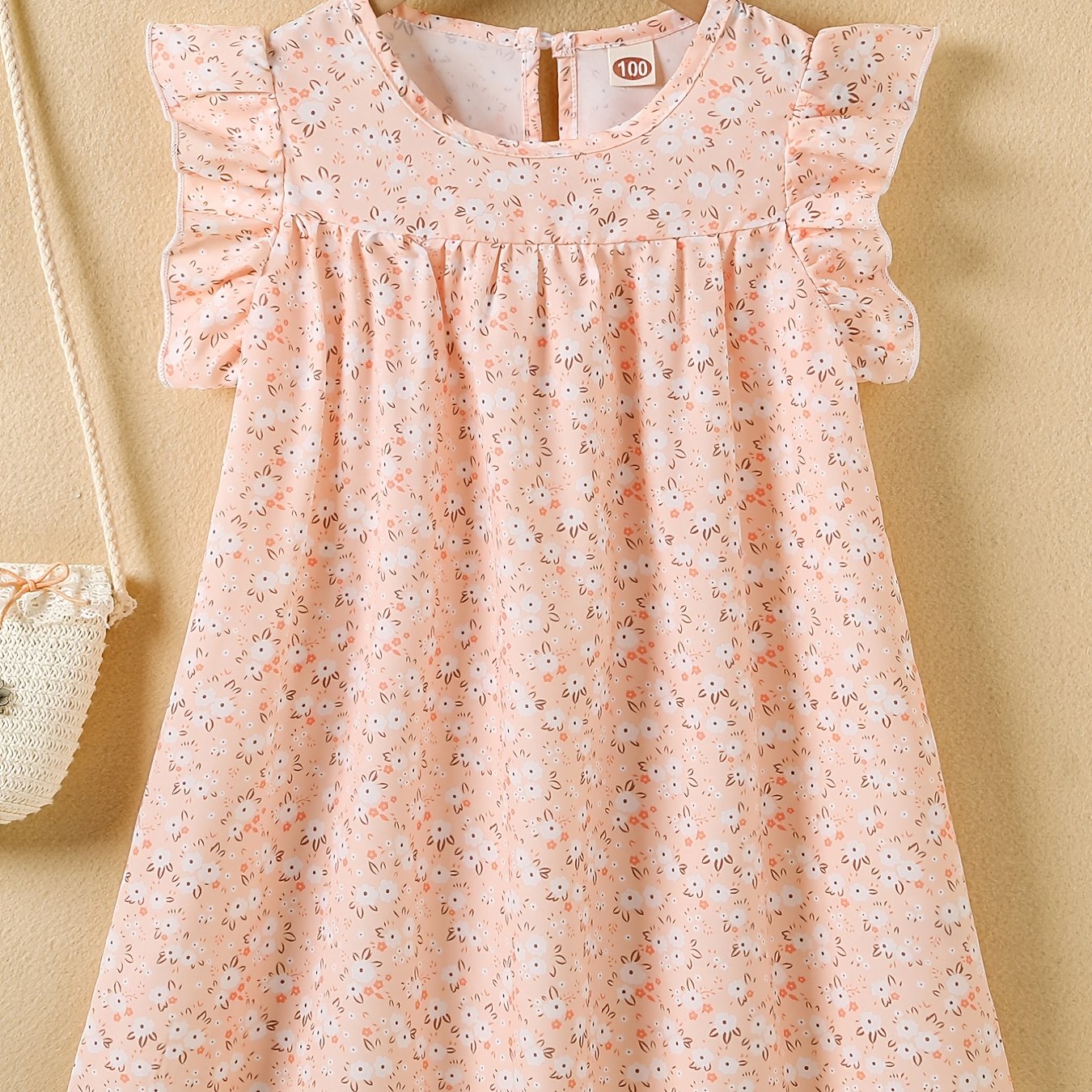 Girls' Summer Floral Princess Sundress - Sleeveless, Easy-Care, Elegant Crew Neck with Flared Hem