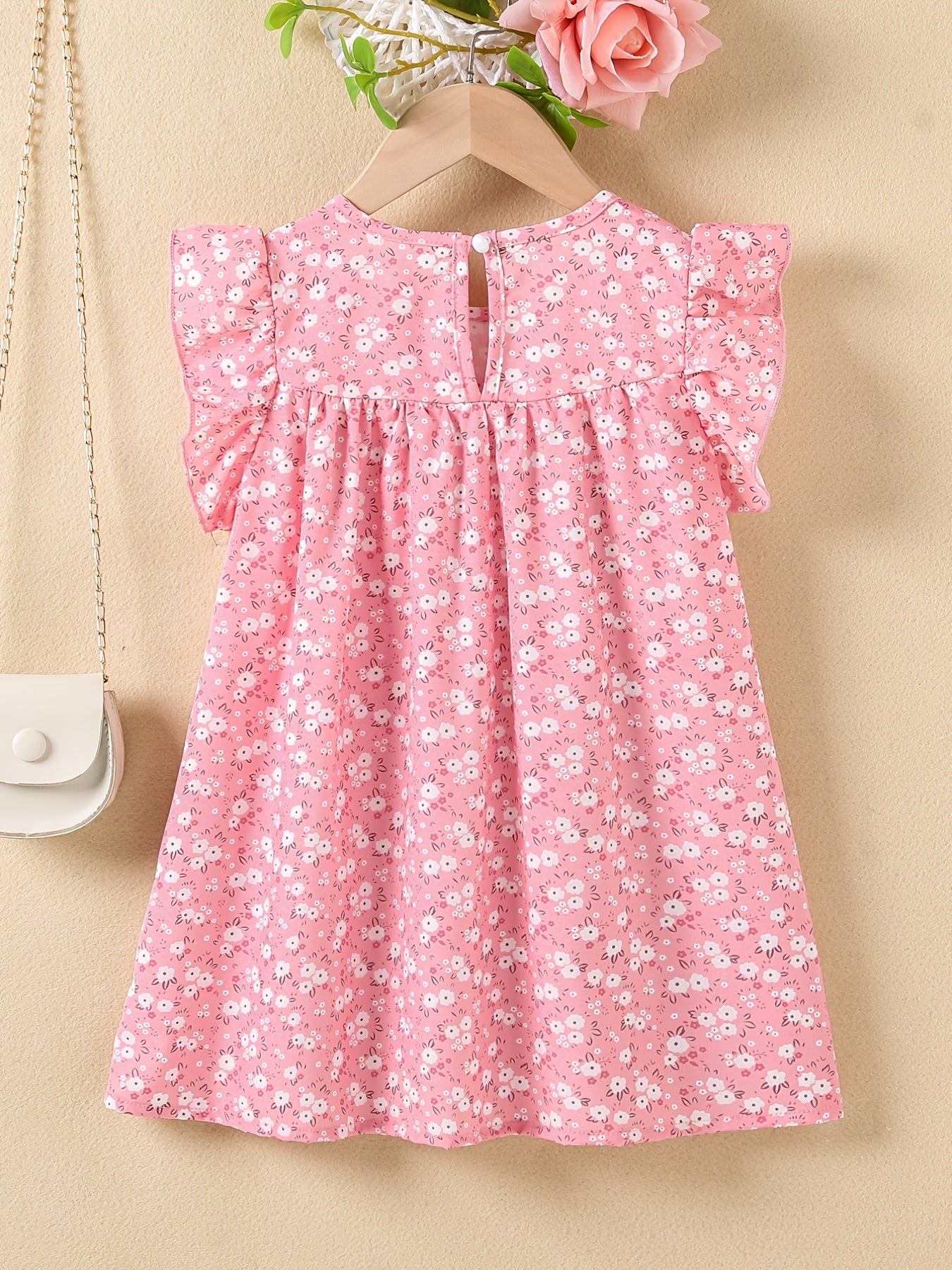 Girls' Summer Floral Princess Sundress - Sleeveless, Easy-Care, Elegant Crew Neck with Flared Hem