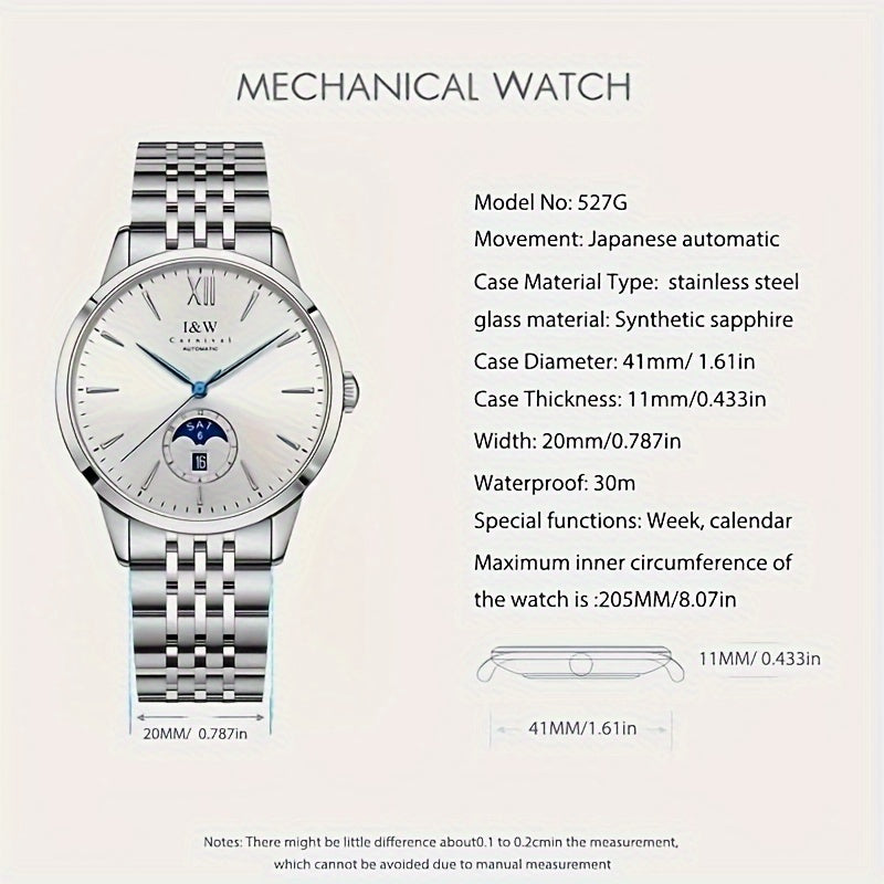 Carnival high-end brand mechanical watches for men stainless steel sapphire mirror fashion sports watches for men holiday gifts