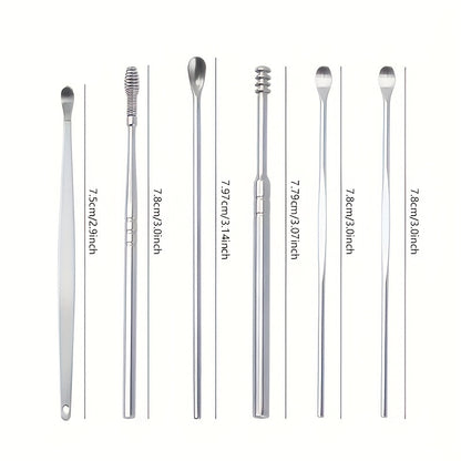 6-in-1 Stainless Steel Ear Wax Cleaner Set - Effectively Remove Ear Wax with Comfortable Ear Picks