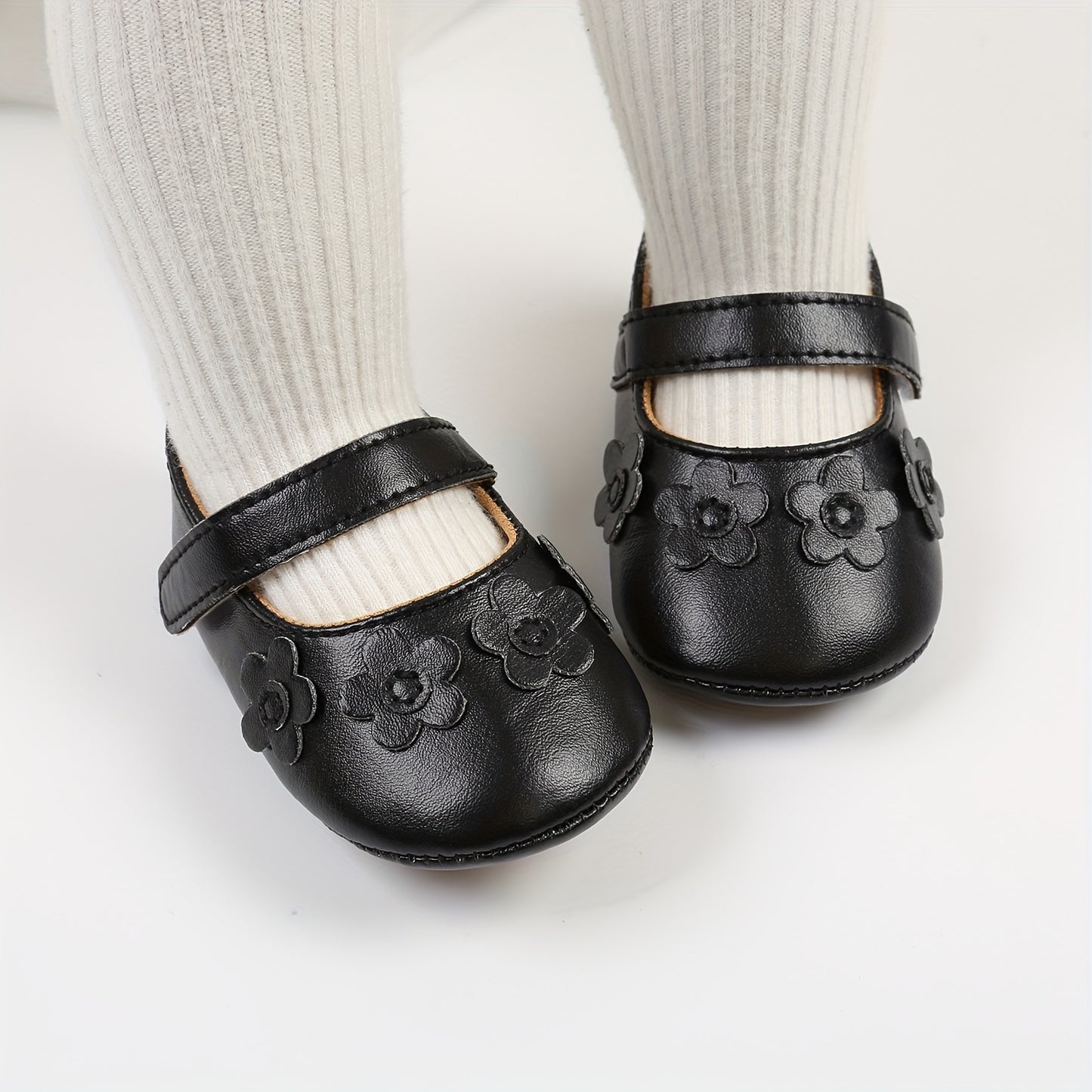 Baby Girls Mary Jane Flats With Bowknot Non Slip Soft Sole Newborn Infant Toddler First Walker Crib Dress Shoes