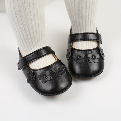 Baby Girls Mary Jane Flats With Bowknot Non Slip Soft Sole Newborn Infant Toddler First Walker Crib Dress Shoes