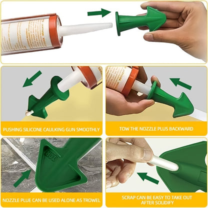 3/6pcs Premium Silicone Caulk Nozzle Applicator Kit - Easy-to-Use Scraper Tool for Floor Cleaning, Tile, Brick Joint, and Dirt Removal - Durable Epoxy Piston Accessory for Sealant and Grout Applications