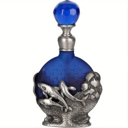 Unique Glass Empty Perfume Bottles - Dolphin and Red Cardinal Bird Designs, Valentines Day Gift Ideas, Collectible Decorative Containers with Lid