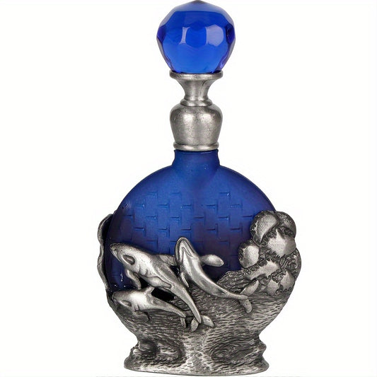 Unique Glass Empty Perfume Bottles - Dolphin and Red Cardinal Bird Designs, Valentines Day Gift Ideas, Collectible Decorative Containers with Lid