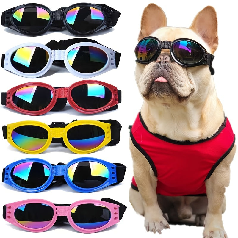 Stylish UV Protection Dog Shades - Adjustable Head Strap, Scratch-Resistant Lenses, Safe and Fashionable Eye Care for Pets - Ideal for Outdoor Activities and Travel