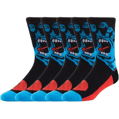 5pairs Men's Breathable Sweat Absorbing Crew Socks With Skull Faces Print, Novelty Socks