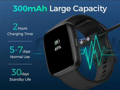 100+ Sports Smart Watches For Men Women, 1.83" HD Full Screen Touch Watch With Wireless Call, Pedometer, Fitness Tracker, Calculator, Music Control, Alexa Voice, Rechargeable Lithium Battery, USB Charging, Multi-language Supp
