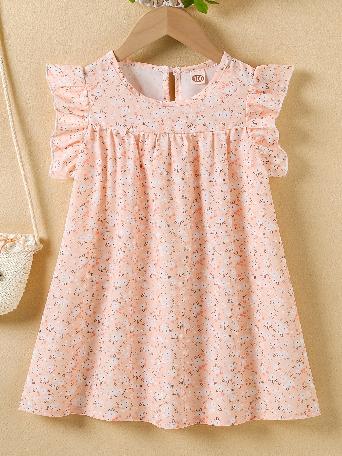 Girls' Summer Floral Princess Sundress - Sleeveless, Easy-Care, Elegant Crew Neck with Flared Hem