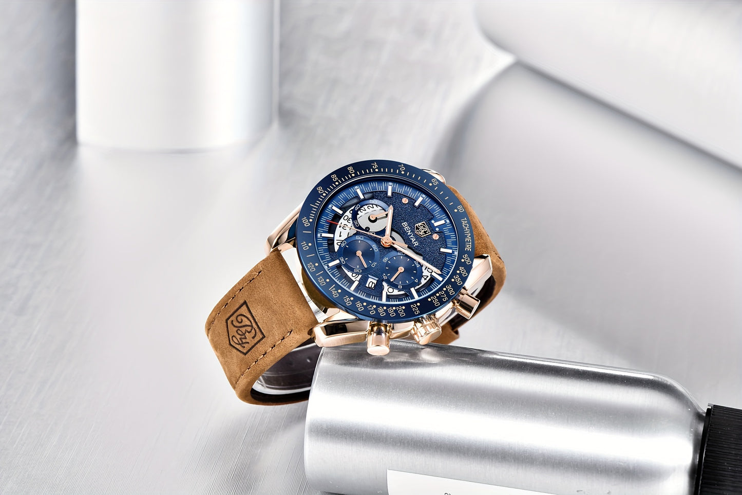 BENYAR Watches For Men Analog Quartz Chronograph Luminous Big Face Mens Watches Business Work Sport Casual Fashion Designer Dress Men'S Wrist Watches Elegant Gift For Men