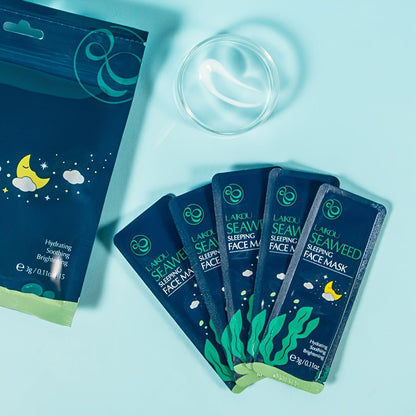 15pcs Seaweed Sleeping Mask, Oil Control Gel Mask, Free Washing Night Mask Travel Essential