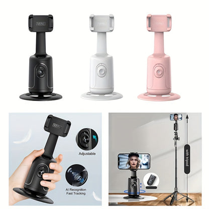 [HKXYK 360° Tripod] HKXYK 360° Rotating Face Tracking Tripod for Phone | Smart Vlogging & Streaming Holder with Rechargeable Battery, Stable Phone Mount for Live Videos, Outdoor Photography, Travel Vlogging, Modern Design,