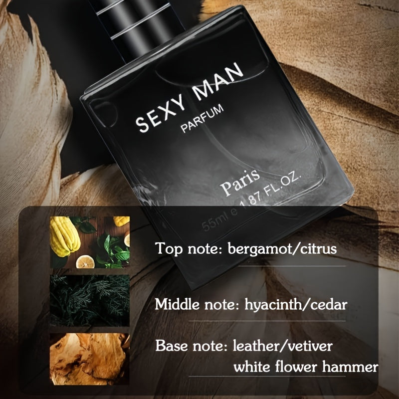 55ml Woody Notes Eau De Parfum - Refreshing Cologne Perfume for Men, Perfect for Dating and Daily Life, Long-Lasting Fragrance, Ideal Gift for Him, Seductive Scent for Confidence Boost
