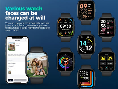 100+ Sports Smart Watches For Men Women, 1.83" HD Full Screen Touch Watch With Wireless Call, Pedometer, Fitness Tracker, Calculator, Music Control, Alexa Voice, Rechargeable Lithium Battery, USB Charging, Multi-language Supp