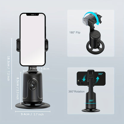[HKXYK 360° Tripod] HKXYK 360° Rotating Face Tracking Tripod for Phone | Smart Vlogging & Streaming Holder with Rechargeable Battery, Stable Phone Mount for Live Videos, Outdoor Photography, Travel Vlogging, Modern Design,