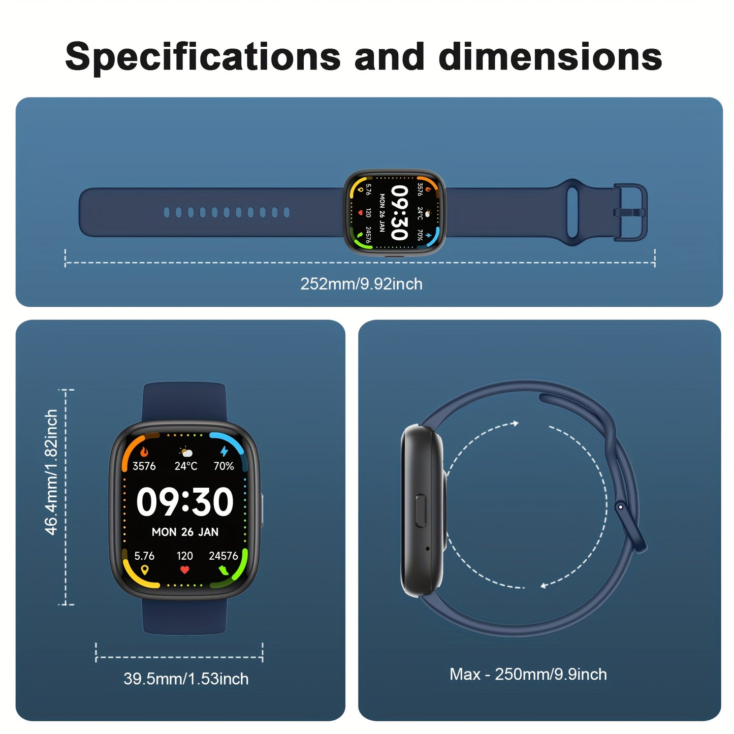 100+ Sports Smart Watches For Men Women, 1.83" HD Full Screen Touch Watch With Wireless Call, Pedometer, Fitness Tracker, Calculator, Music Control, Alexa Voice, Rechargeable Lithium Battery, USB Charging, Multi-language Supp