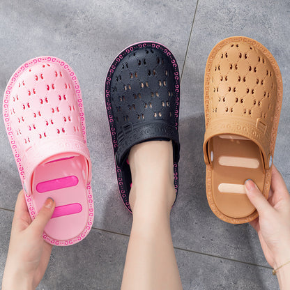 Women's Hollow Out Flat Clogs, Breathable & Lightweight Beach Sandals, Indoor & Outdoor Slippers