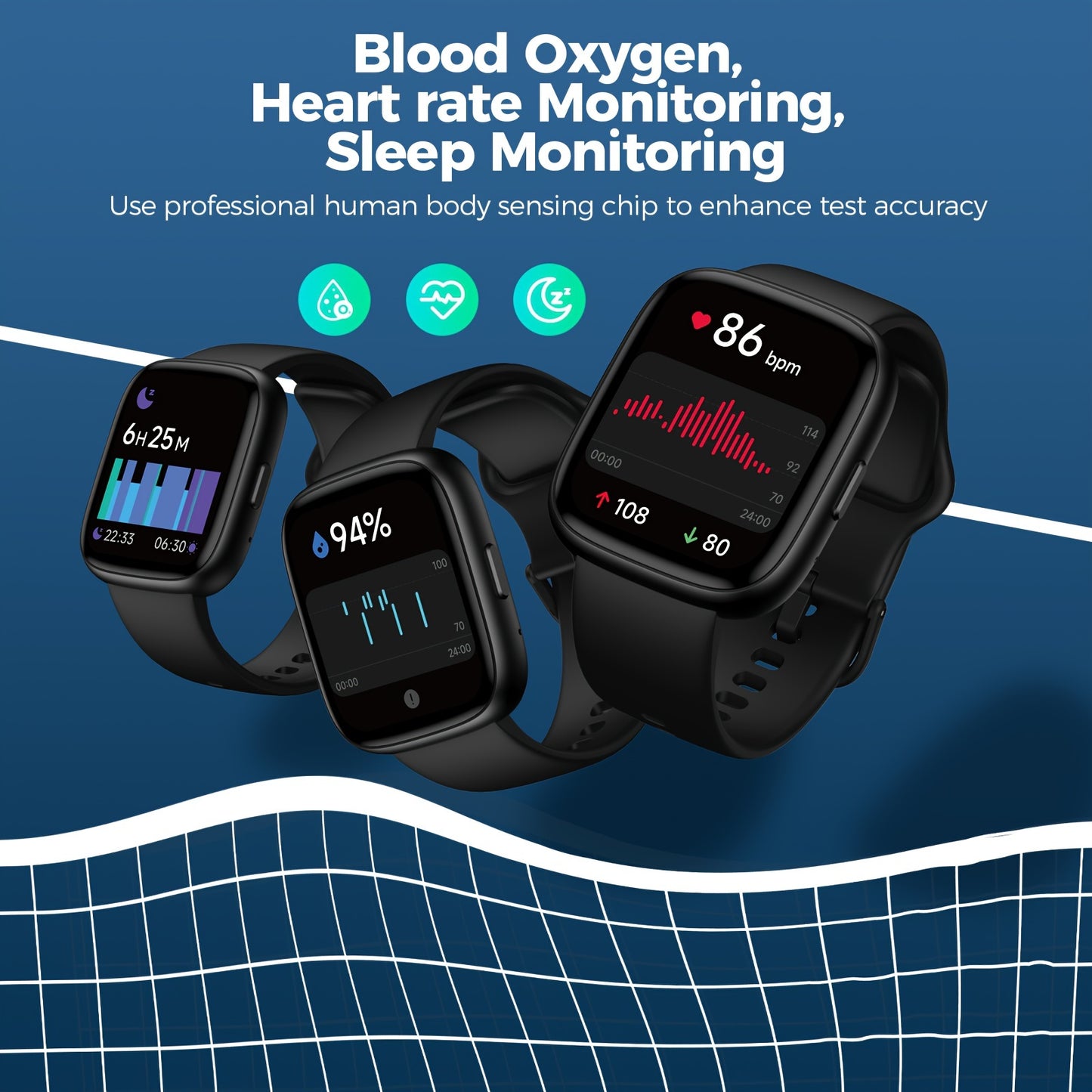 100+ Sports Smart Watches For Men Women, 1.83" HD Full Screen Touch Watch With Wireless Call, Pedometer, Fitness Tracker, Calculator, Music Control, Alexa Voice, Rechargeable Lithium Battery, USB Charging, Multi-language Supp
