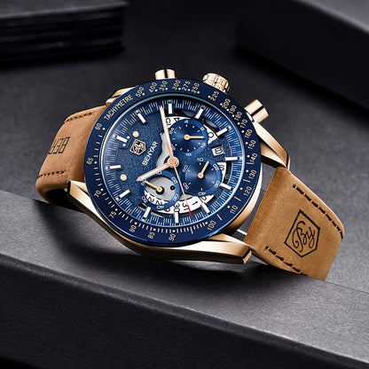 BENYAR Watches For Men Analog Quartz Chronograph Luminous Big Face Mens Watches Business Work Sport Casual Fashion Designer Dress Men'S Wrist Watches Elegant Gift For Men