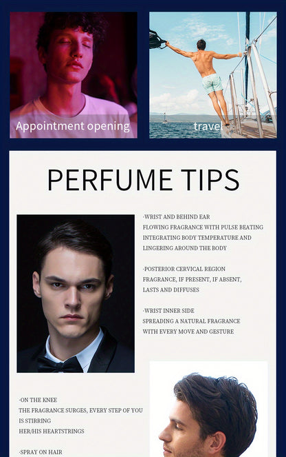 1pc Azure Coastal Cologne Perfume for Men - Long-Lasting, Durable, Gentlemanly Romance Scent with Fresh Aquatic Notes - 50ml/1.7fl.oz