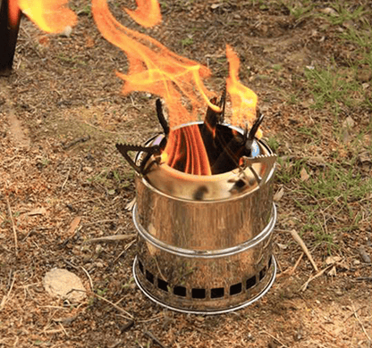 Portable Outdoor Camping Stove: Mini, Stainless Steel, Wood Burning - Perfect for Your Next Adventure!