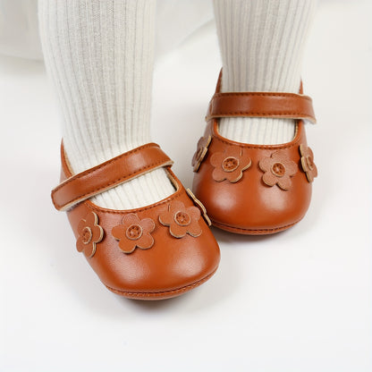 Baby Girls Mary Jane Flats With Bowknot Non Slip Soft Sole Newborn Infant Toddler First Walker Crib Dress Shoes
