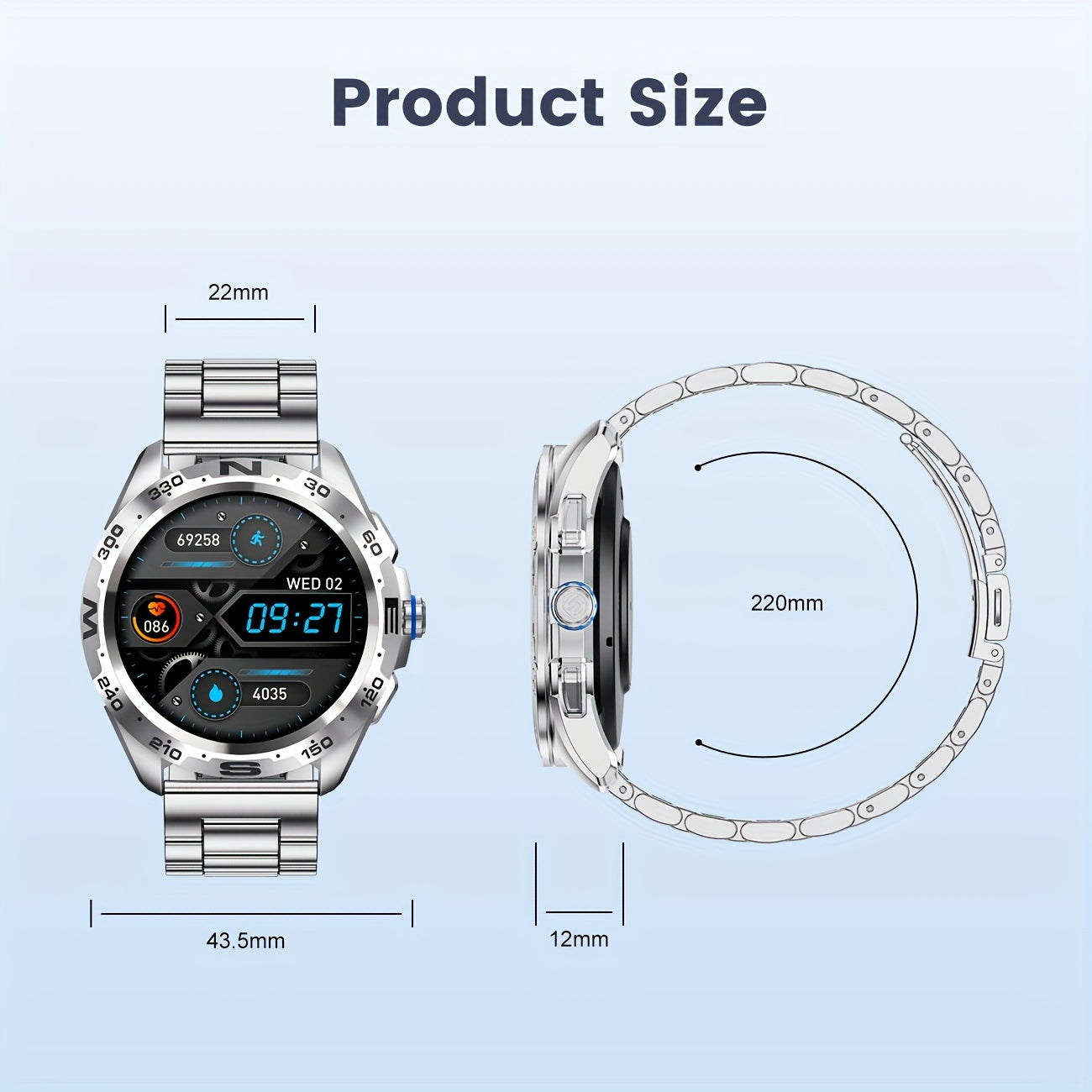 LIGE Smart Watches for Men with Wireless Call 1.32" Full Touch Screen Activity 100+ Sports Modes/ Music&Camera Control/ Weather Forecast Stainless Steel Smartwatch Compatible for Android Phones and iPhone